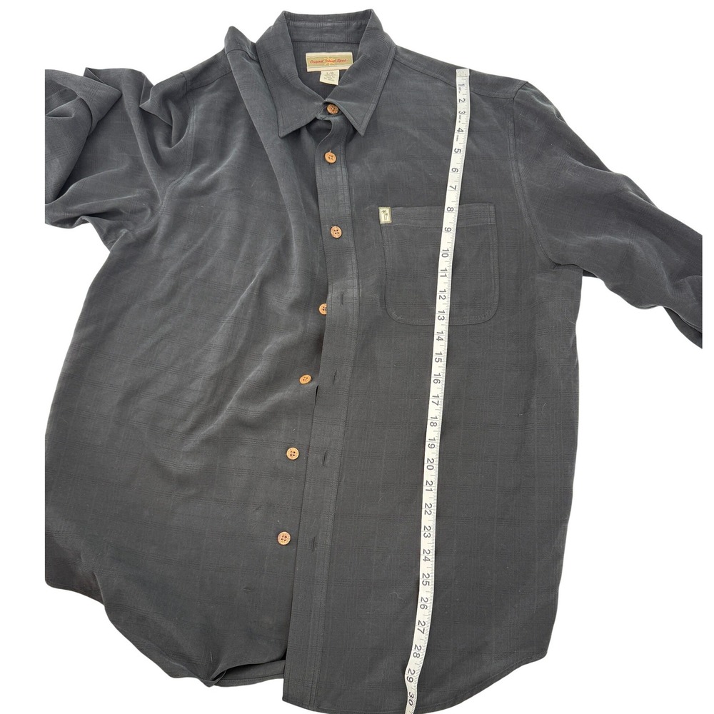 Original Island Sport‎ Vintage Mens 100% Silk  Black Checkered Button Down Shirt - Picture 5 of 6